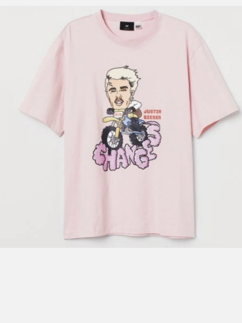 H&M x Justin Bieber "Changes" Distressed Oversized t-shirt. Flawed. Size Large.